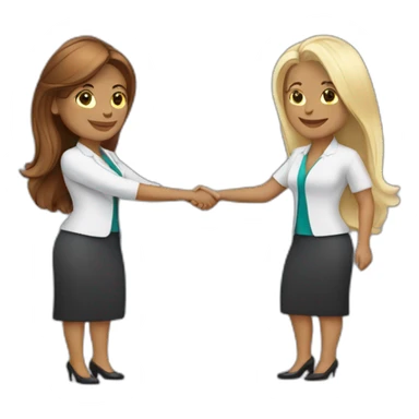two white business women with different hair colors shaking hands sticker