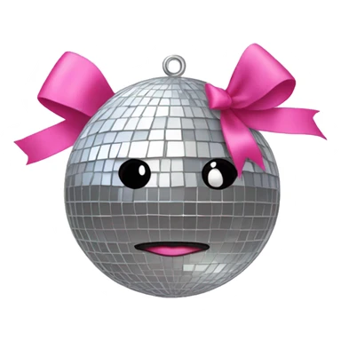 disco ball with a pink bow on top sticker
