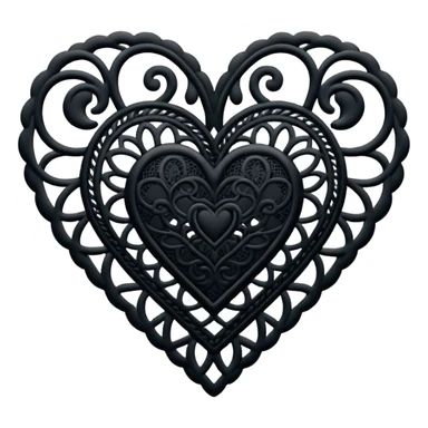 Black lace heart sticker