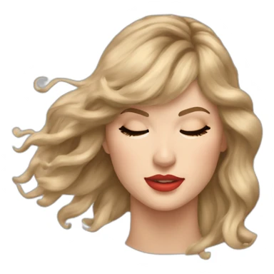 taylor swift longer hair flying as she whips her head to the side eyes closed sticker