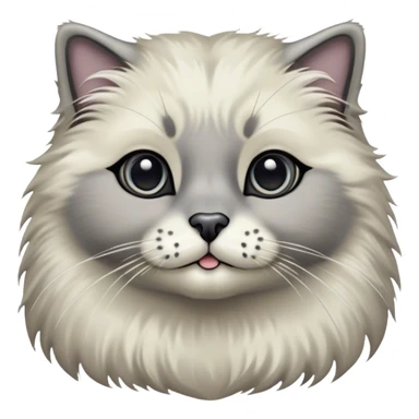 Cinematic Adorable Fluffy Grey Seal Ragdoll Cat Portrait Emoji, Head tilted cutely with big, sparkling eyes, soft grey fur with darker seal points on the ears, face, and paws, Simplified yet irresistibly adorable features, highly detailed, glowing with a soft, warm glow, high shine, affectionate and playful, stylized with a touch of whimsy, bright and endearing, soft glowing outline, capturing the essence of a curious and loving kitten, so cute it feels like it could leap out of the screen and snuggle up for a cuddle! sticker