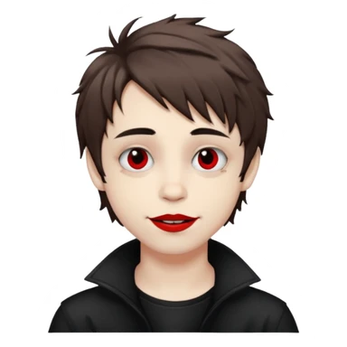Happy pale Goth boy with shaggy brown hair, and messy black eyeliner , smudged, red, lipstick  sticker