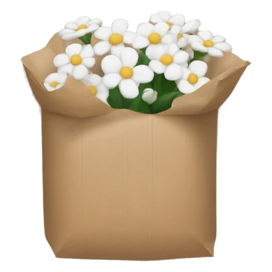 white flowers in brown paper sticker