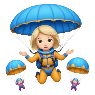 Skydiving girl baby shaman with parachute and UFO blue sticker