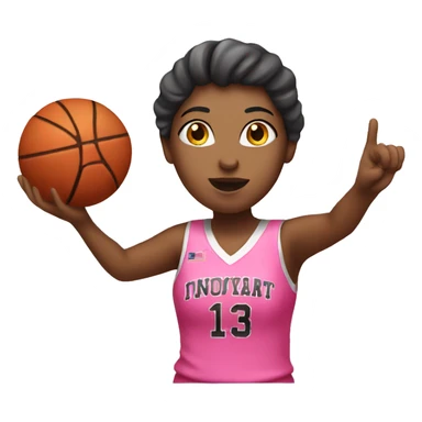a female shooting a basketball wearing pink sticker
