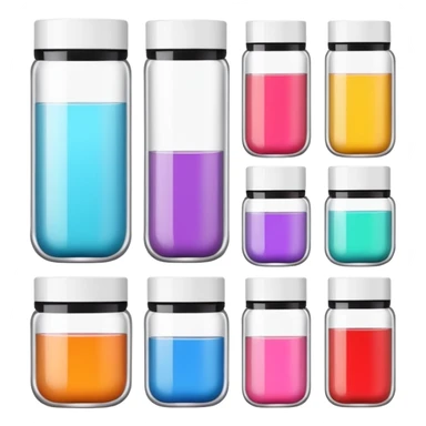 emoji of beauty tubes and jar with brand labels, minimalistic design sticker