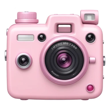 Kawaii light pink video camera with cute face sticker