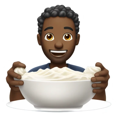A black man with a bunch of whipped cream to eat sticker