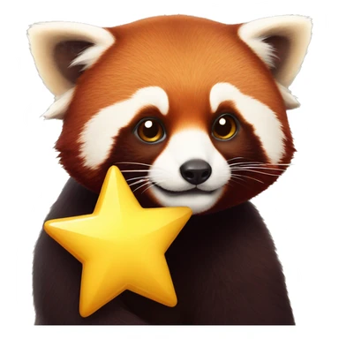 red panda with a yellow star sticker