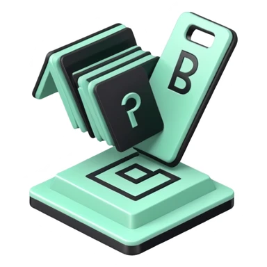 Domanilité Publique (Public Domain), 3D technical icon with black and mint green (#B5F4D3), land classification system with public property designation codes and access regulations sticker