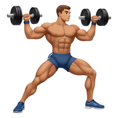 side-view bodybuilder dumbbell lunges sticker