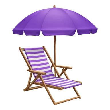 beach chair with striped purple umbrella sticker