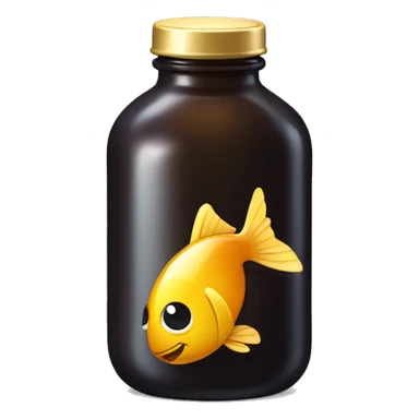 Dark glass bottle with fish oil sticker
