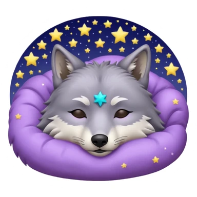 A wolf of winterfell from game of thrones sleeping under lilac stars sticker