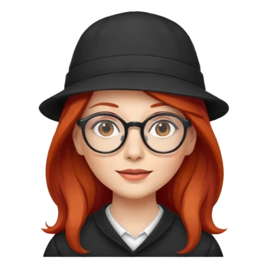 hatted womanwith glasses and long red hair sticker