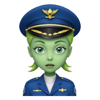 Female alien navy soldier, crazy face. sticker