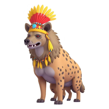 A native strong buff hyena with war bonnet  sticker