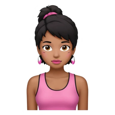 chica morena , corte de cabello negro y un poco despeinado, con una blusa de tirantes simple, rosa y coquette sticker