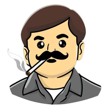 El Chapo drug lord with mustache smoking marijuana sticker
