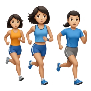 a female co-worker running and other co-workers chasing her  - female co worker with dark hair way in front... others far behind -- male and female co workers chasing female co worker -- make the other co workers far away in distance sticker