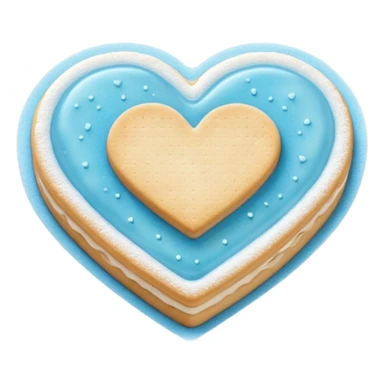 Realistic shortbread cookie in the shape of a heart with light blue jelly middle filling and sprinkled powder sugar on top. sticker