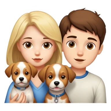 A boy and a girl with a dog sticker