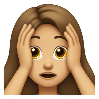 Brown haired girl facepalm with hands on face sticker