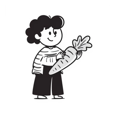 A person from the Roblox game Grow a Garden, who is a seller holding a carrot sticker