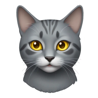Gray cat with yellow eyes and a small white patch on chest sticker
