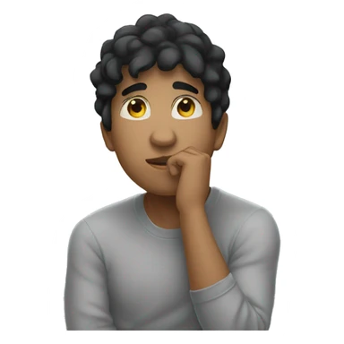 thinking with his hand on chin white young male black hair  sticker