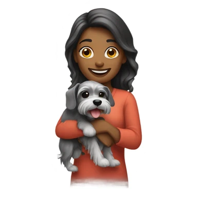 smiling woman with mini schnauzer  sticker