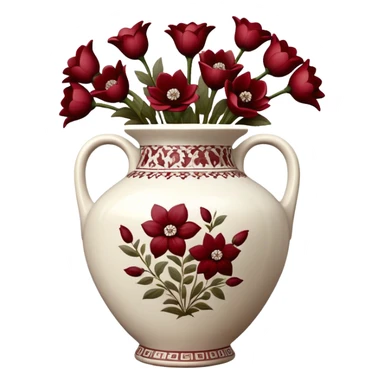 Vintage vase with burgundy flowers inside sticker