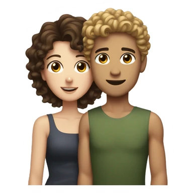 Young man with curly dark blonde hair lifting up a brunette woman with freckles above his head sticker