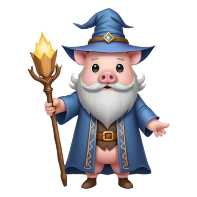 pig wizard holding a wand sticker