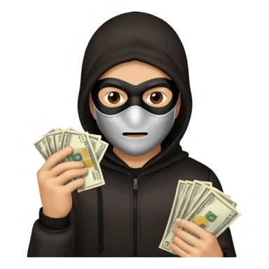 Robber stealing money sticker