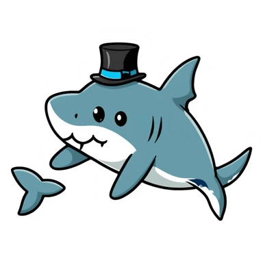shark wearing a top hat sticker