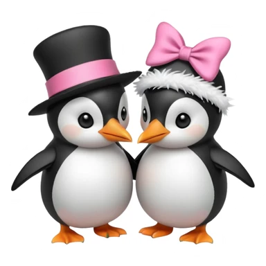 2 pinguini che si danno un bacio.Uno deve avere un fiocchetto rosa in testa ed uno il cappello di luffy di one piece sticker