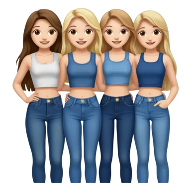 group of cute teenage girls with long hair in crop tops and jeans sticker