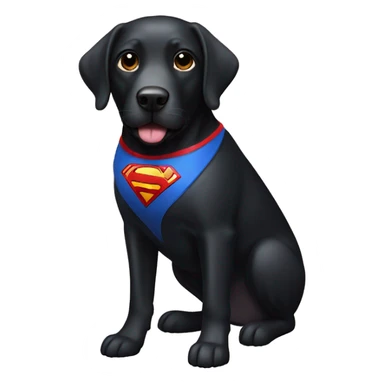 black lab wearing a superwoman mask sticker