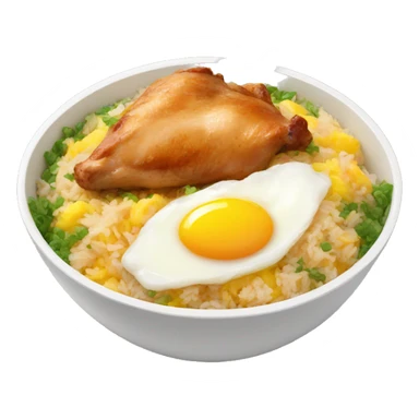 chicken thigh rice bowl with two eggs sticker