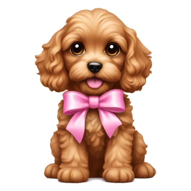 adorable cavapoo puppy with pink bow sticker