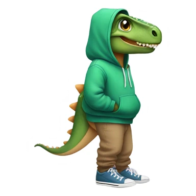 Dinosaur wearing shoes with a hoodie and pants sticker
