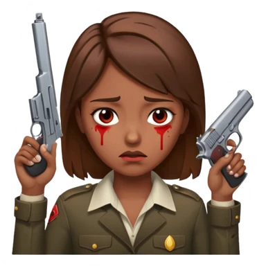 Gun pointed at head suicide kill brown hair add blood sticker