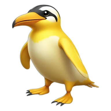 yellow penguin with a large beak that knows how to fly, that is happy and has many feathers sticker