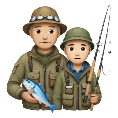 Father and son in fishing gear are cold full body sticker