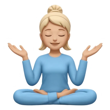 Apple Memoji style 3D character, male/female, eyes closed with a peaceful serene smile, hands making a 'zen' or 'relax' gesture, soft studio lighting, high resolution, 4k, octane render, clean 3D clay texture, vibrant colors, isolated on a plain white background." sticker