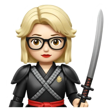 lego Samurai with glasses, Warrior in samurai armor, female, with katana sticker
