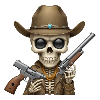 A skull with a vowboy hat and a gun whith a scope sighn on his eye and min holding the gun sticker