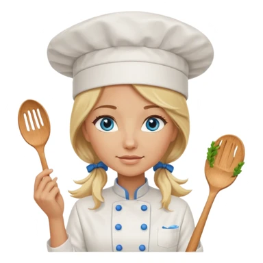 Long Blonde hair blue eyed female chef sticker