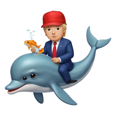 trump at walmart while riding a dolphin and eating goldfish  sticker